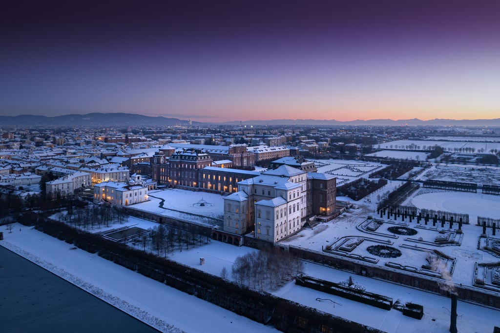 Veduta aerea della Reggia con neve - Foto di Dario Fusaro